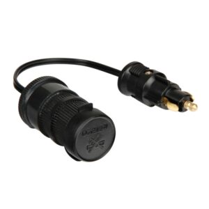 ADAPTADOR ENCHUFE MECHERO STANDARD+DIN CON ALARGADOR 12/24V 8A