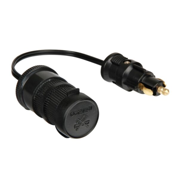 ADAPTADOR ENCHUFE MECHERO STANDARD+DIN CON ALARGADOR 12/24V 8A