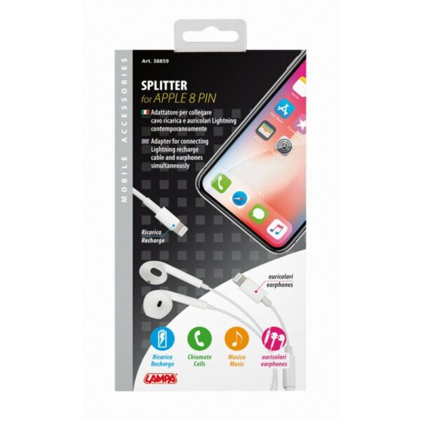 ADAPTADOR IPHONE PARA CONECTAR CABLE RECARGA Y AURICULARES - Imagen 3