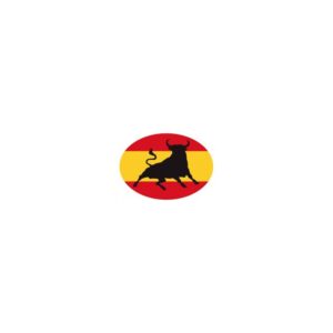ADHESIVO TORO EN BANDERA ESPAÑA 6X8 CM