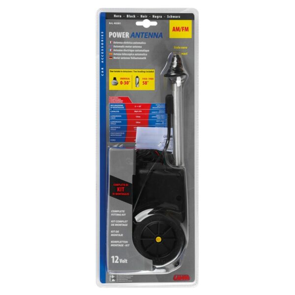 ANTENA ELECTRICA AUTOMÁTICA BLACK MASTER ALTURA 29 CM ACOPLE 20-25 MM Ø - Imagen 2