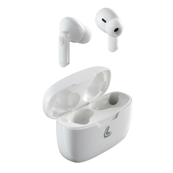 AURICULARES BLANCOS ESTEREO BLUETOOTH CON ESTUCHE DE CARGA - Imagen 2