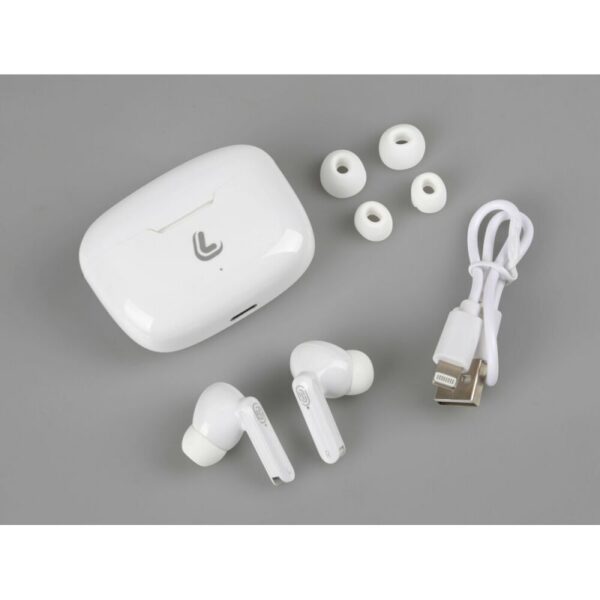 AURICULARES BLANCOS ESTEREO BLUETOOTH CON ESTUCHE DE CARGA - Imagen 3