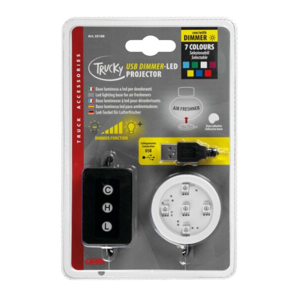 BASE LUMINOSA LED USB PARA AMBIENTADOR TRUCKY 7 COLORES CON ATENUADOR - Imagen 3