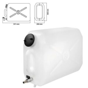 BIDON DE AGUA CON GRIFO DE METAL 25 L HORIZONTAL