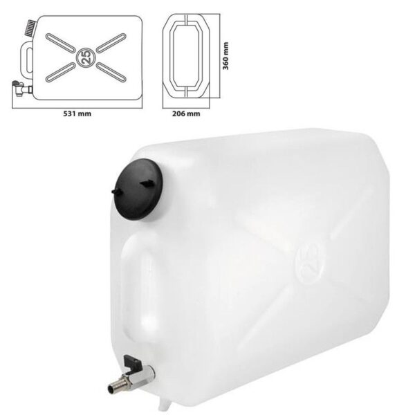 BIDON DE AGUA CON GRIFO DE METAL 25 L HORIZONTAL