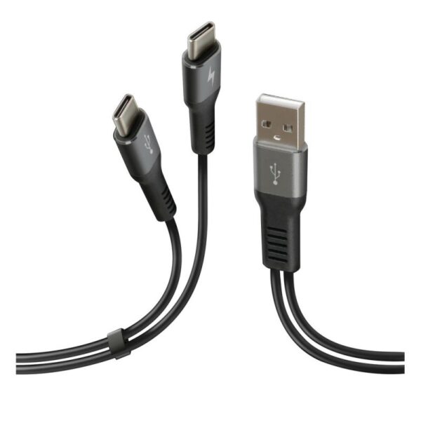 CABLE CON DOBLE CONECTOR USB>TIPO C 100 CM NEGRO - Imagen 2