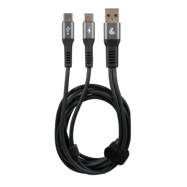 CABLE CON DOBLE CONECTOR USB>TIPO C 100 CM NEGRO - Imagen 3