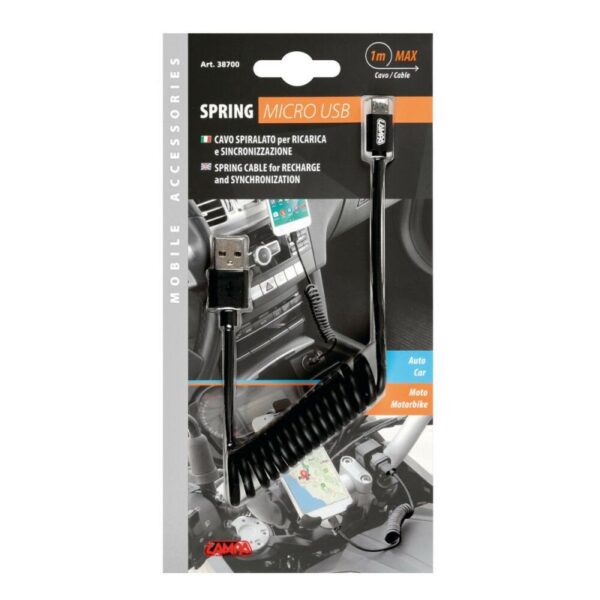 CABLE EN ESPIRAL USB/MICRO USB 100CM NEGRO - Imagen 5