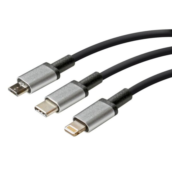 CABLE MULTI-CARGA CON 3 CONCETORES MICRO USB/TIPO C/ IPHONE - Imagen 3
