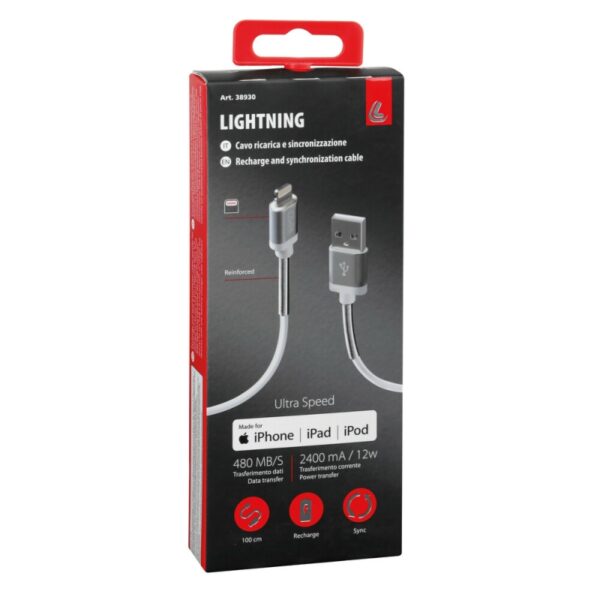 CABLE COMPATIBLE CAMIÓN 24V ORIGINAL 1M USB/IPHONE 5/6/7 (8 Pins lighting) - Imagen 4