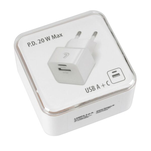 CARGADOR LINEA ESSENTIAL CON 2 PUERTOS USB(A+C) 20w 220/240 - Imagen 4