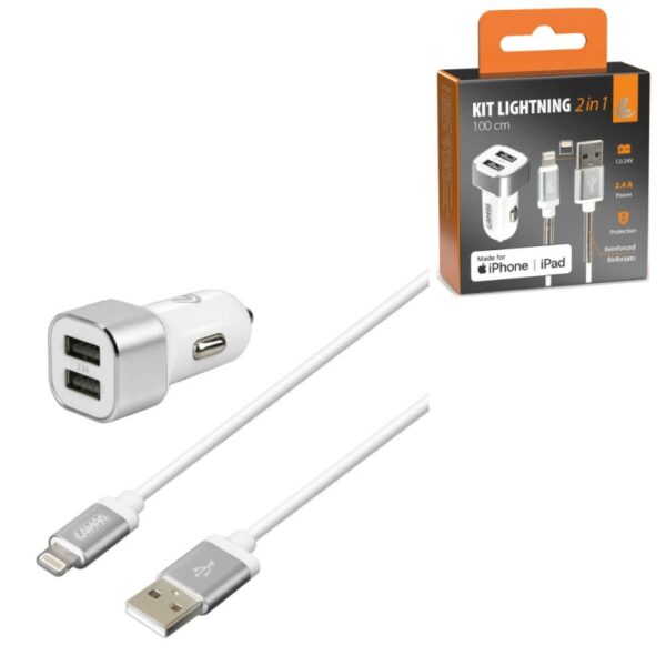 CARGADOR COMPATIBLE CAMIÓN 24V ORIGINAL + CABLE IPHONE - Imagen 7
