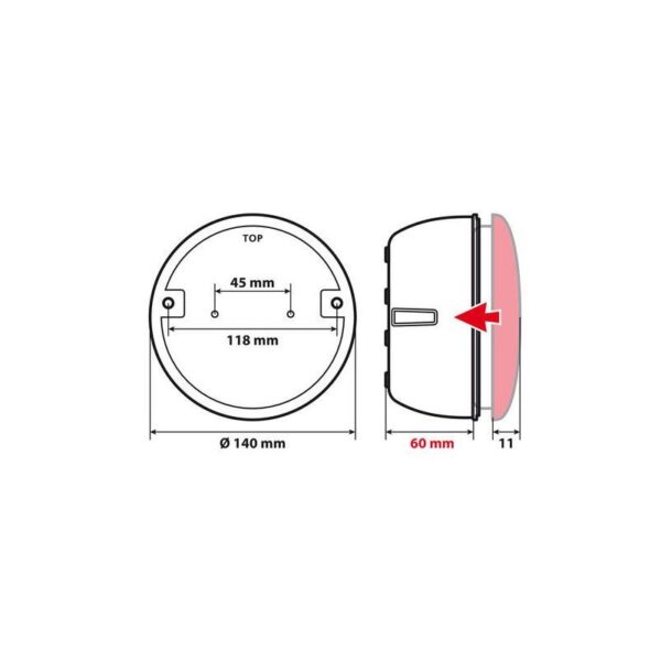CUERPO DE PLASTICO PARA FARO LED TRASERO REDONDO - Imagen 3
