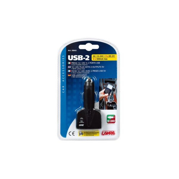 ENCHUFE MECHERO 2 PUERTOS USB 12/24V 1000MA - Imagen 2