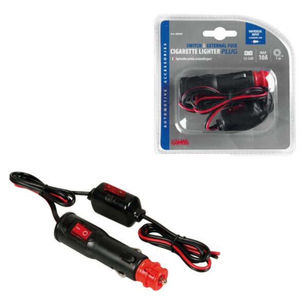 ENCHUFE MECHERO CABLE 1 M INTERRUPTOR FUSIBLE EXTERNO 10A 12/24V