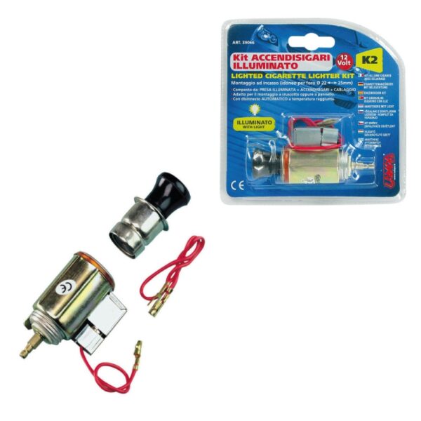 ENCHUFE MECHERO CON LUZ K2 21 MM DIAMETRO 12V - Imagen 3
