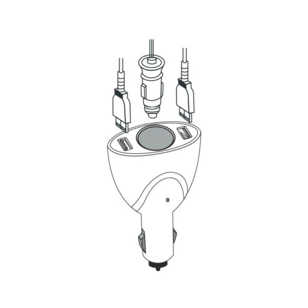 ENCHUFE MECHERO DUO3 1 TOMA STANDARD 2 USB 12V 5W