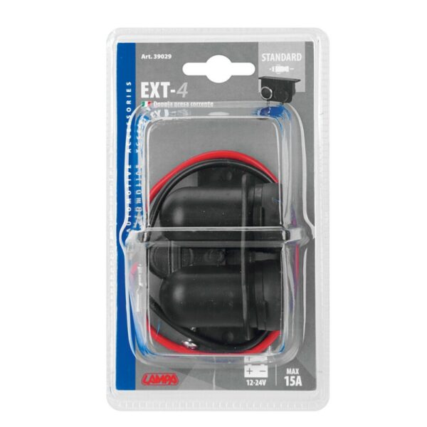 ENCHUFE MECHERO EXT-4 2 TOMAS INTERIOR Y EXTERIOR IMPERMEABLE 15A 12/24V - Imagen 2