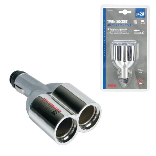 ENCHUFE MECHERO SP-2A 2 TOMAS 1 SALIDA STANDARD FUSIBLE 10A 12/24V - Imagen 2