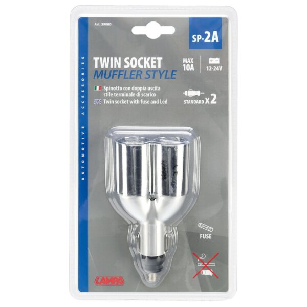 ENCHUFE MECHERO SP-2A 2 TOMAS 1 SALIDA STANDARD FUSIBLE 10A 12/24V - Imagen 3