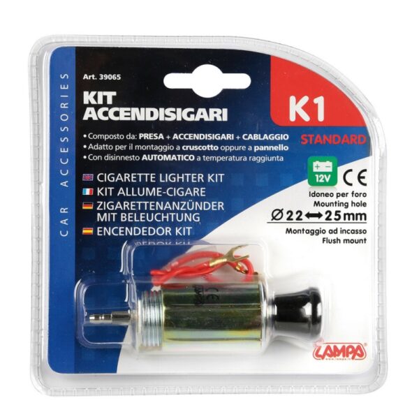 ENCHUFE MECHERO STANDARD K1 CON LUZ 21 MM DIAMETRO 12V - Imagen 3