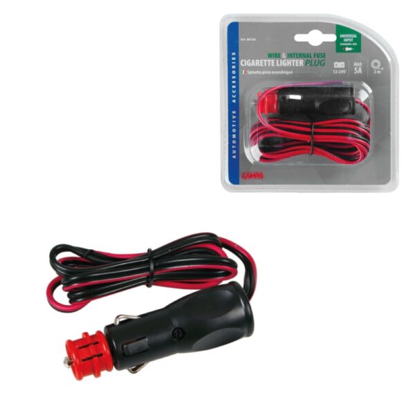 ENCHUFE MECHERO UNIVERSAL CABLE 2 M 5A 12/24V - Imagen 2