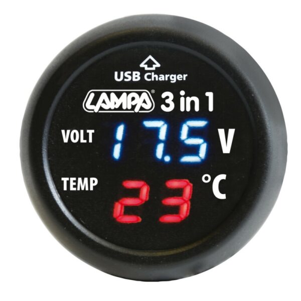 ENCHUFE MULTIFINCION TERMOMETRO VOLTIMETRO TOMA USB - Imagen 3