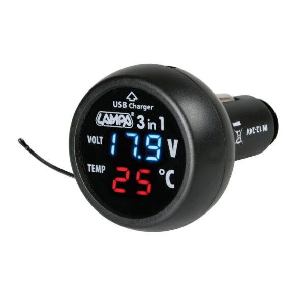 ENCHUFE MULTIFINCION TERMOMETRO VOLTIMETRO TOMA USB - Imagen 4