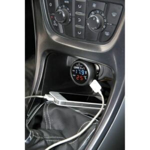ENCHUFE MULTIFINCION TERMOMETRO VOLTIMETRO TOMA USB