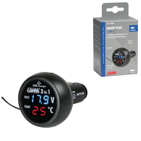 ENCHUFE MULTIFINCION TERMOMETRO VOLTIMETRO TOMA USB - Imagen 5