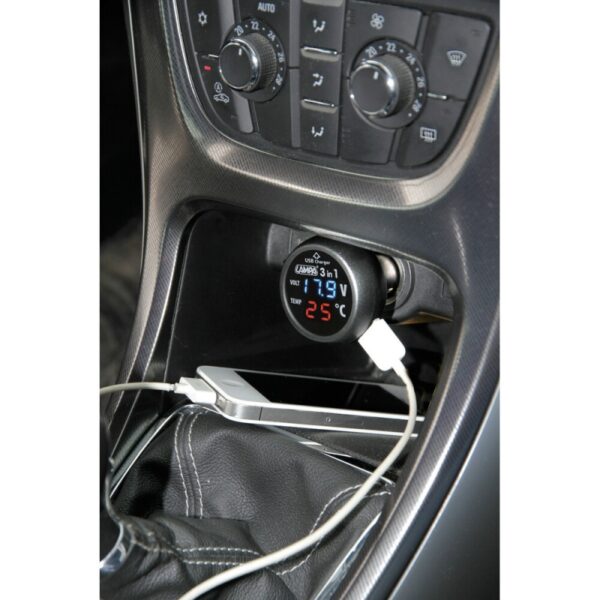 ENCHUFE MULTIFINCION TERMOMETRO VOLTIMETRO TOMA USB