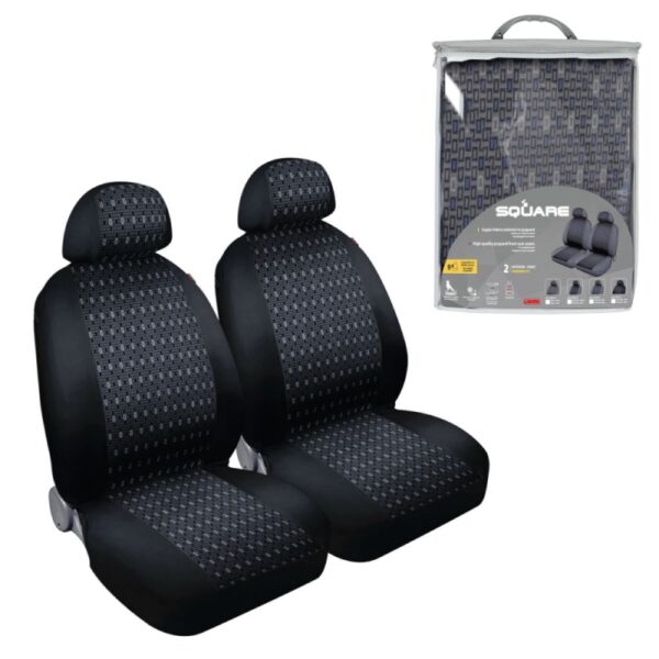 FUDAS DE ASIENTO DELANTERO CON REPOSACABEZAS UNIVERSALES NEGRO