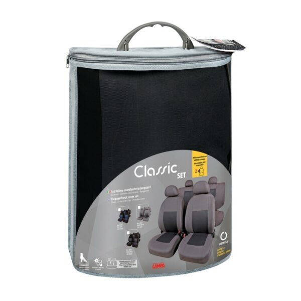 FUNDA ASIENTO CLASICO EN POLIESTER 8 PIEZAS GRIS/NEGRO - Imagen 2