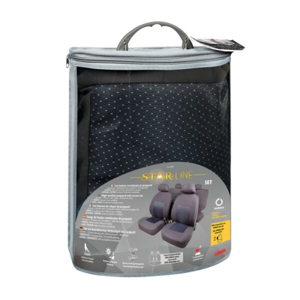 FUNDA ASIENTO START LINE EN POLIESTER 8 PIEZAS NEGRO - Imagen 2