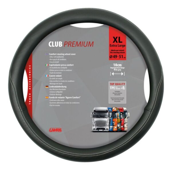 FUNDA VOLANTE CLUB PREMIUM NEGRO 49-51 CM