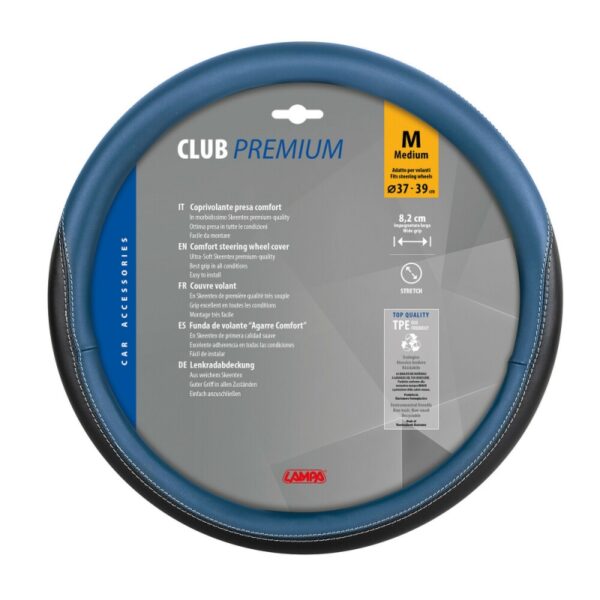 FUNDA VOLANTE CLUB PREMIUM NEGRO AZUL 37-39 CM - Imagen 2