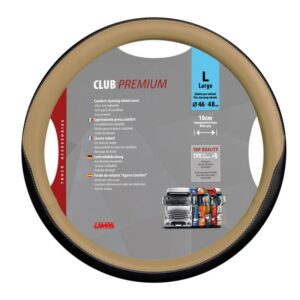 FUNDA VOLANTE CLUB PREMIUM NEGRO BEIGE  46-48 CM