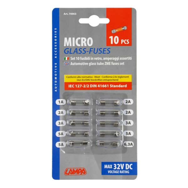 FUSIBLES DE VIDRIO PEQUEÑOS 10 PIEZAS