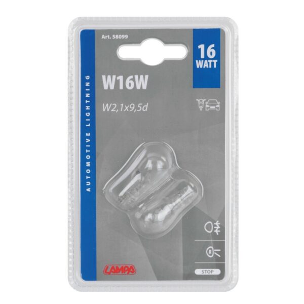 LAMPARA 12V 16W W2,1X9, 5D HOMOLOGACION E (BLISTER 2 UNIDADES) - Imagen 2