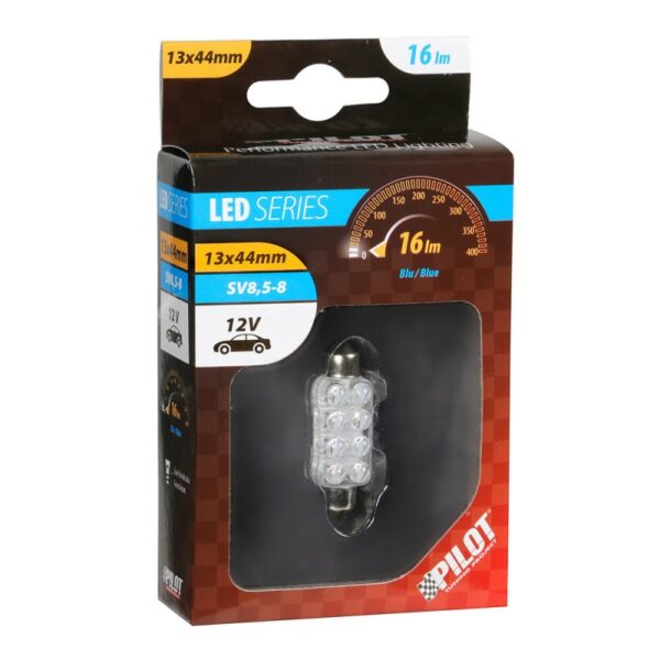 LAMPARA 8 LED AZUL 12V 13 MM X 44 MM SV8,5-8 (BLISTER 1 UNIDAD) - Imagen 2