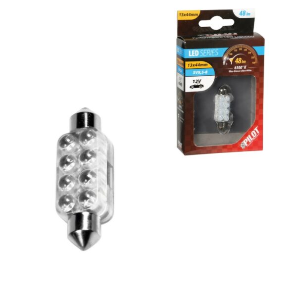LAMPARA 8 LED BLANCA13X44 MM 12V SV8,5-8 (BLISTER 1  UNIDAD)
