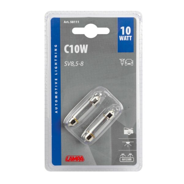 LAMPARA C10W 12V 10W SV8,5 HOMOLOGACION E (2 UNIDADES) - Imagen 2