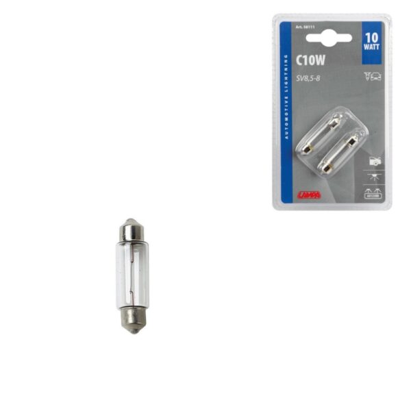 LAMPARA C10W 12V 10W SV8,5 HOMOLOGACION E (2 UNIDADES)