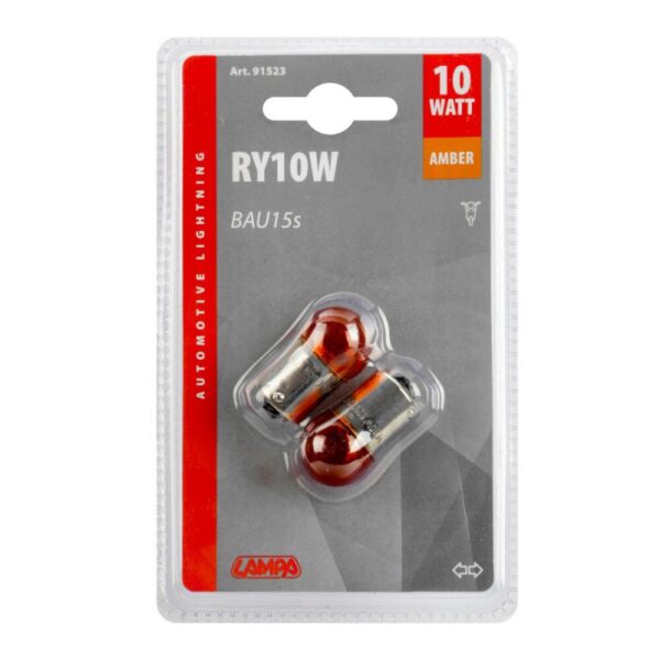 LAMPARA ESFERICA AMBAR 12V 10W 2 PCS - Imagen 2