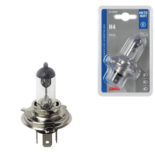 LAMPARA H4 12V 60-55W P43T HOMOLOGACION E (1 UNIDAD) - Imagen 2