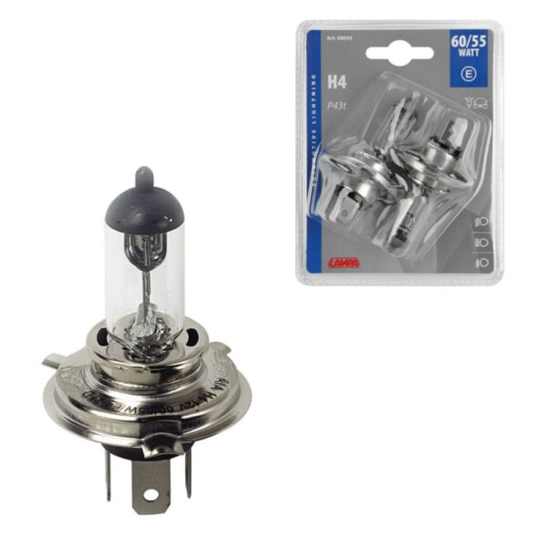 LAMPARA H4 12V 60/55W P43T HOMOLOGACION E (BLISTER 2 UNIDADES) - Imagen 2