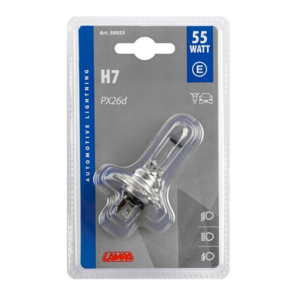 LAMPARA H7 12V 55W PX26D HOMOLOGACION E (BLISTER 1 UNIDAD) - Imagen 2