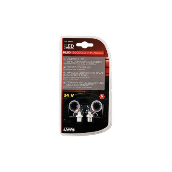 LAMPARA LED BLANCO 24V B8,5D SALPICADERO (BLISTER 2 UNIDADES)