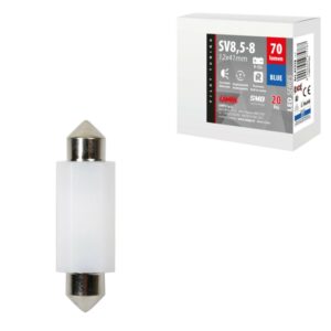 LAMPARA LED SERIES 2 SMD 1 CHIP-12*41MM-SV8,5-8-AZUL-DOBLE POLARIDAD-RESISTENCIA INCORPORADA 9/32